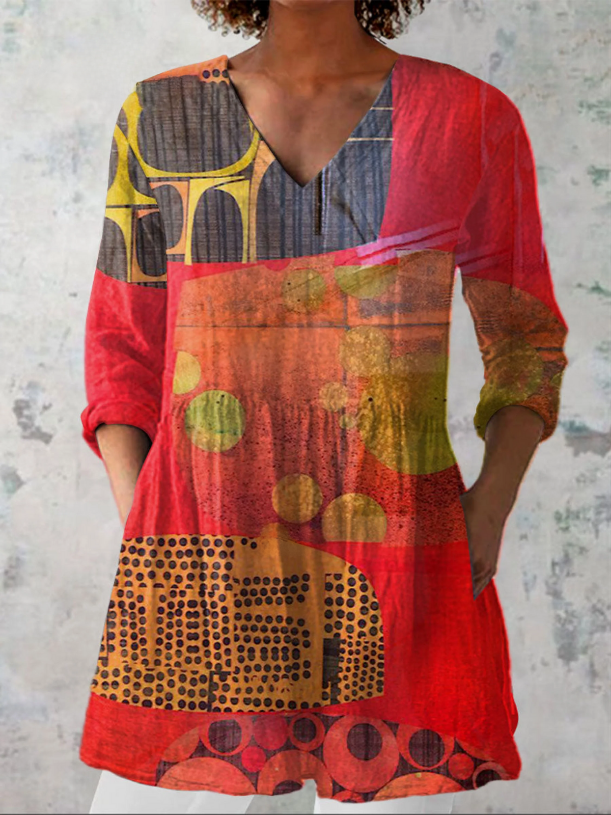 Junia | Long V-neck blouse