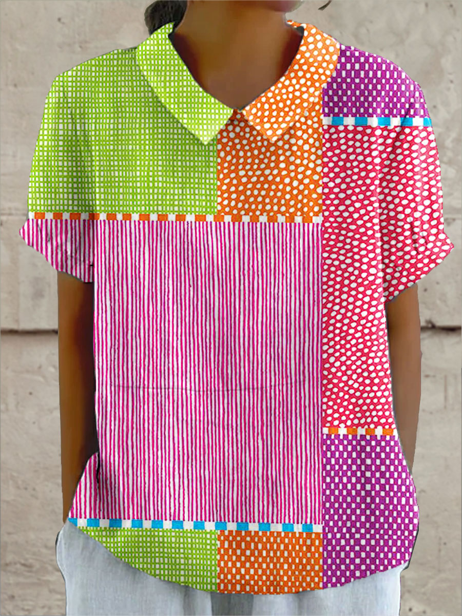 Bridget | Bold multicolour patchwork shirt