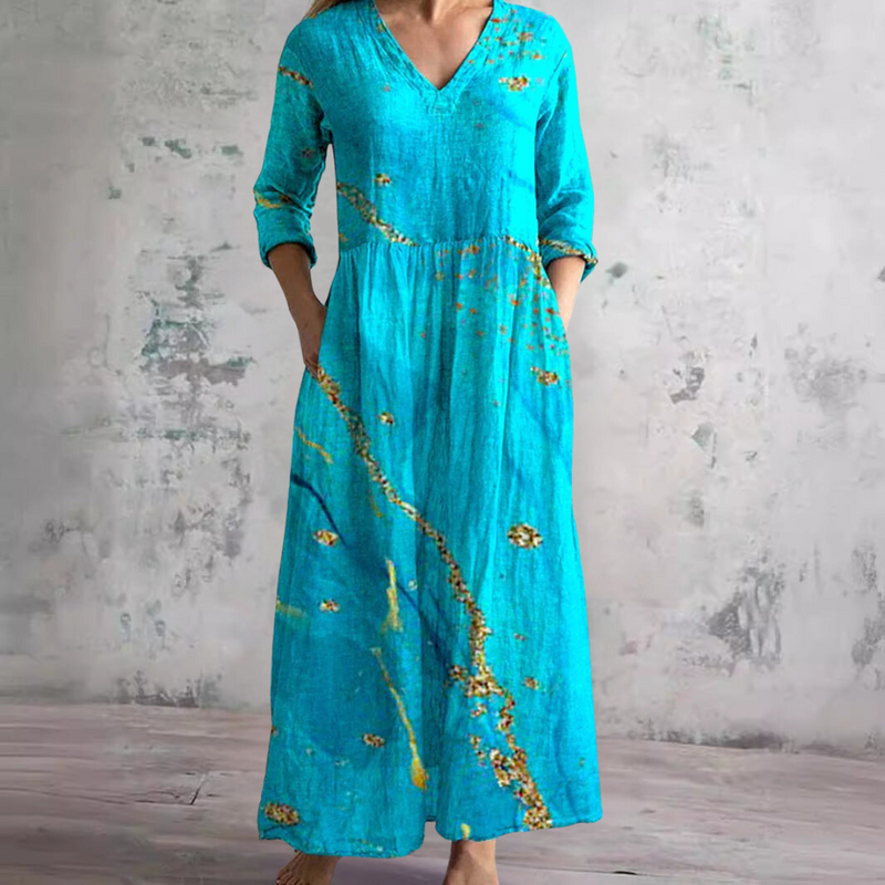 Saffron | Turquoise floral maxi dress