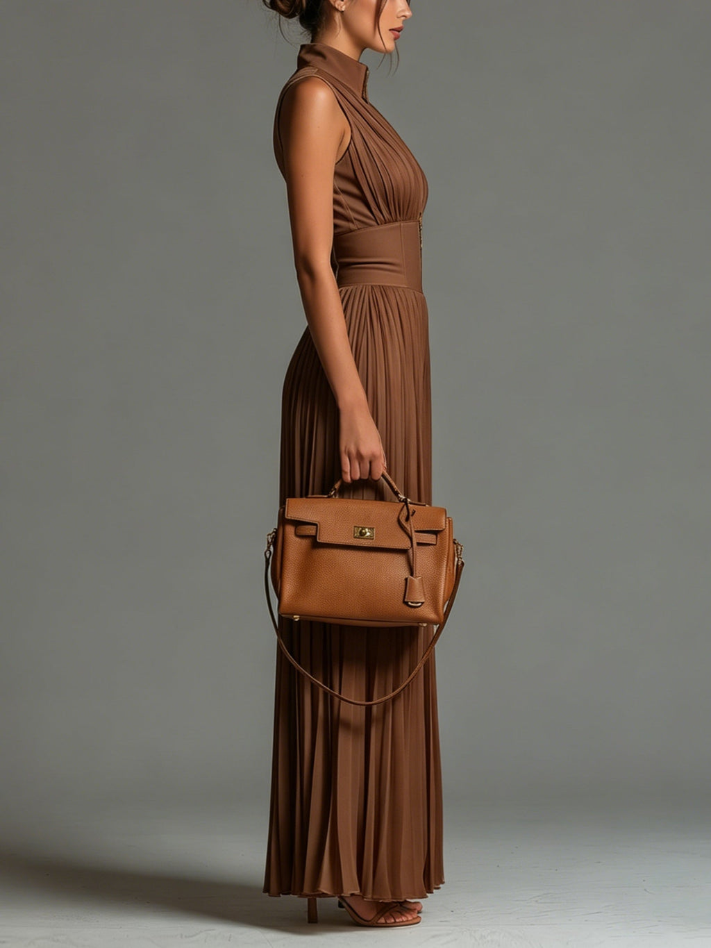Eleanor | V-neck wide-leg jumpsuit with pleated waist