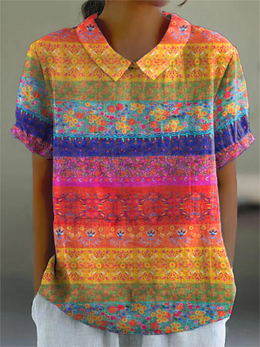 Cynthia | Floral-stripe shirt