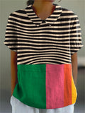 Priscilla | Bold striped colour-block shirt